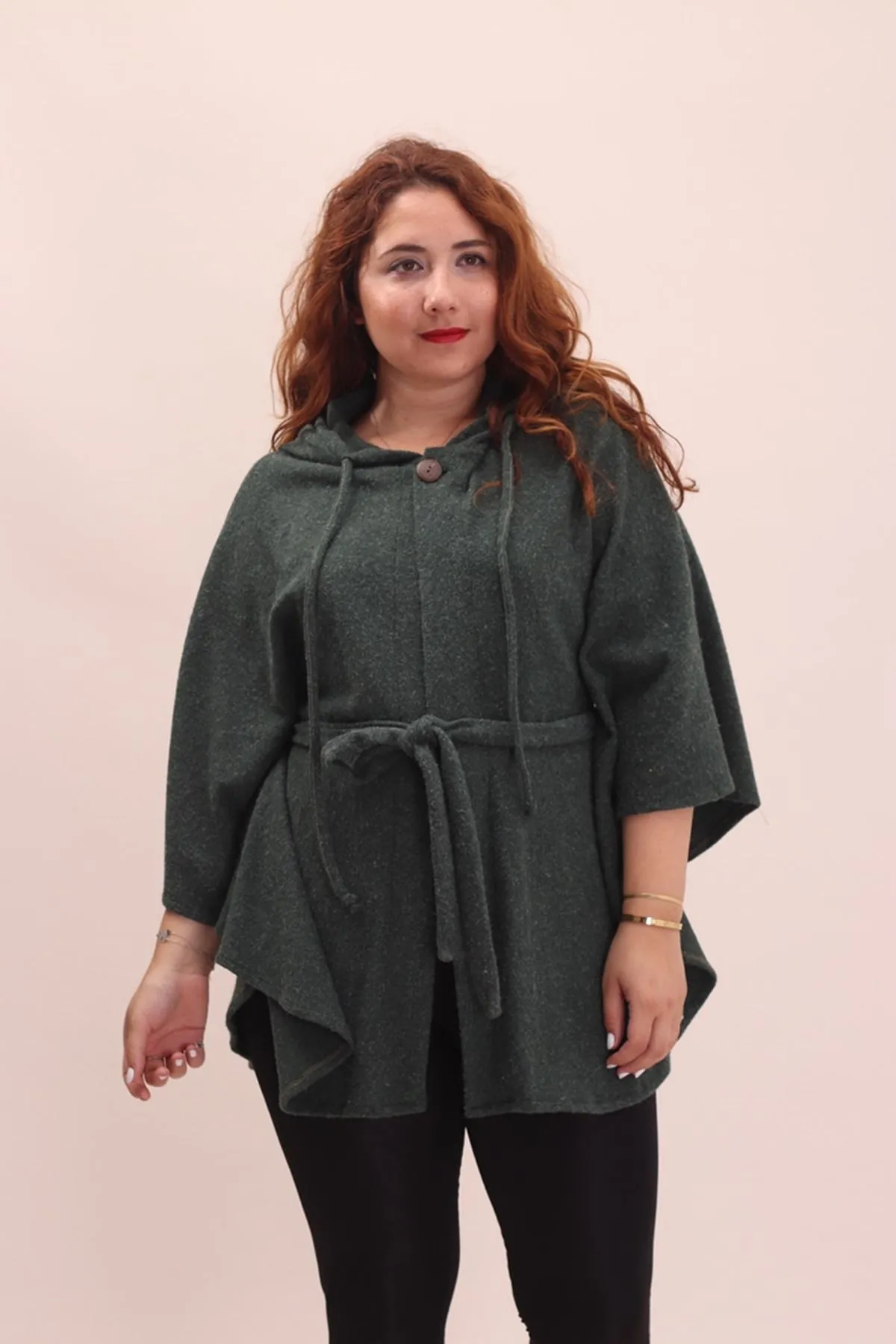 RENKTE KUŞAKLI DÜĞMELİ HAKİ PANÇO