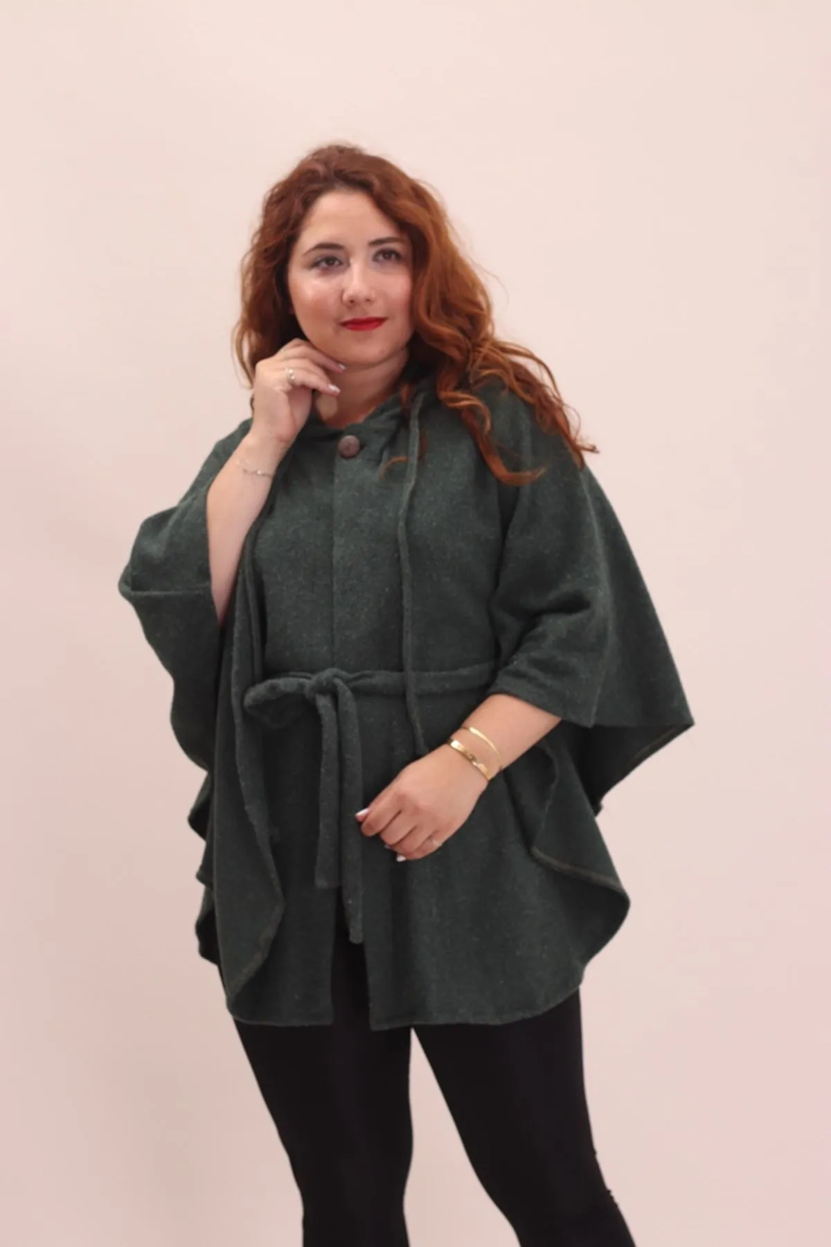 RENKTE KUŞAKLI DÜĞMELİ HAKİ PANÇO