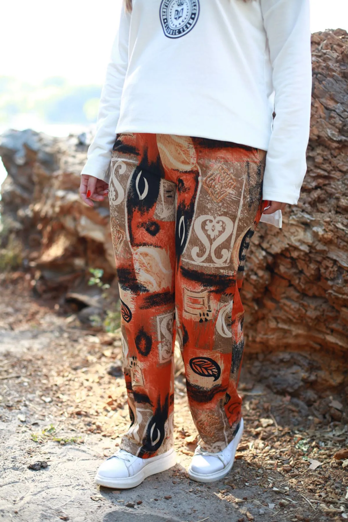 RENKTE DESENLİ ŞAL PAÇA KAŞKORSE PANTOLON