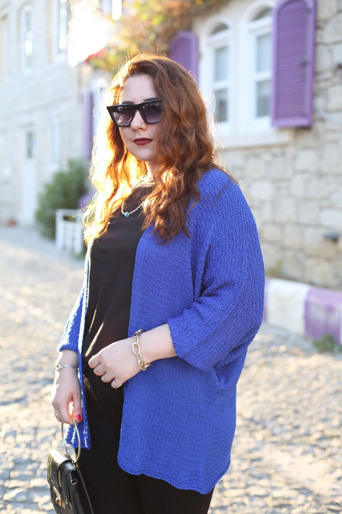 RENKTE MERSERİZE SAKS MAVİ HIRKA