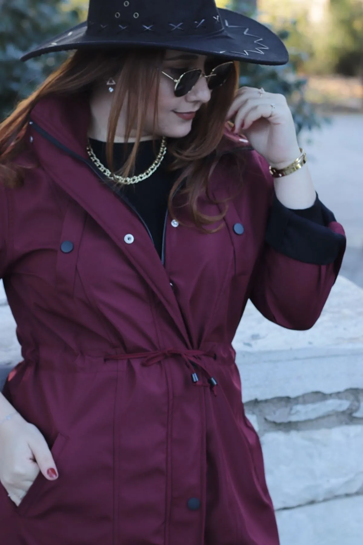RENKTE KOL KATLAMALI BORDO CEKET&MONT