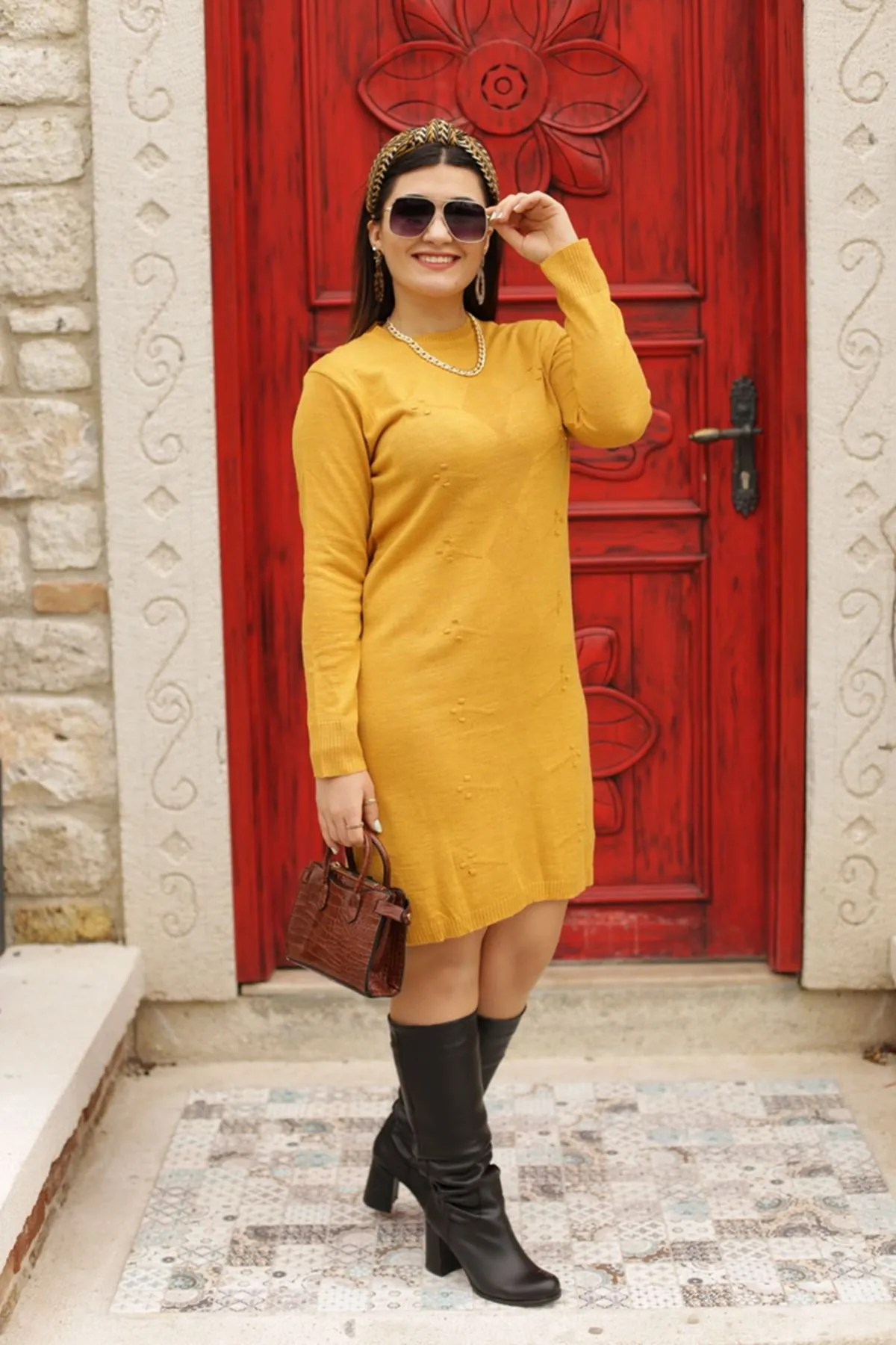 RENKTE TRİKO HARDAL TUNİK&ELBİSE