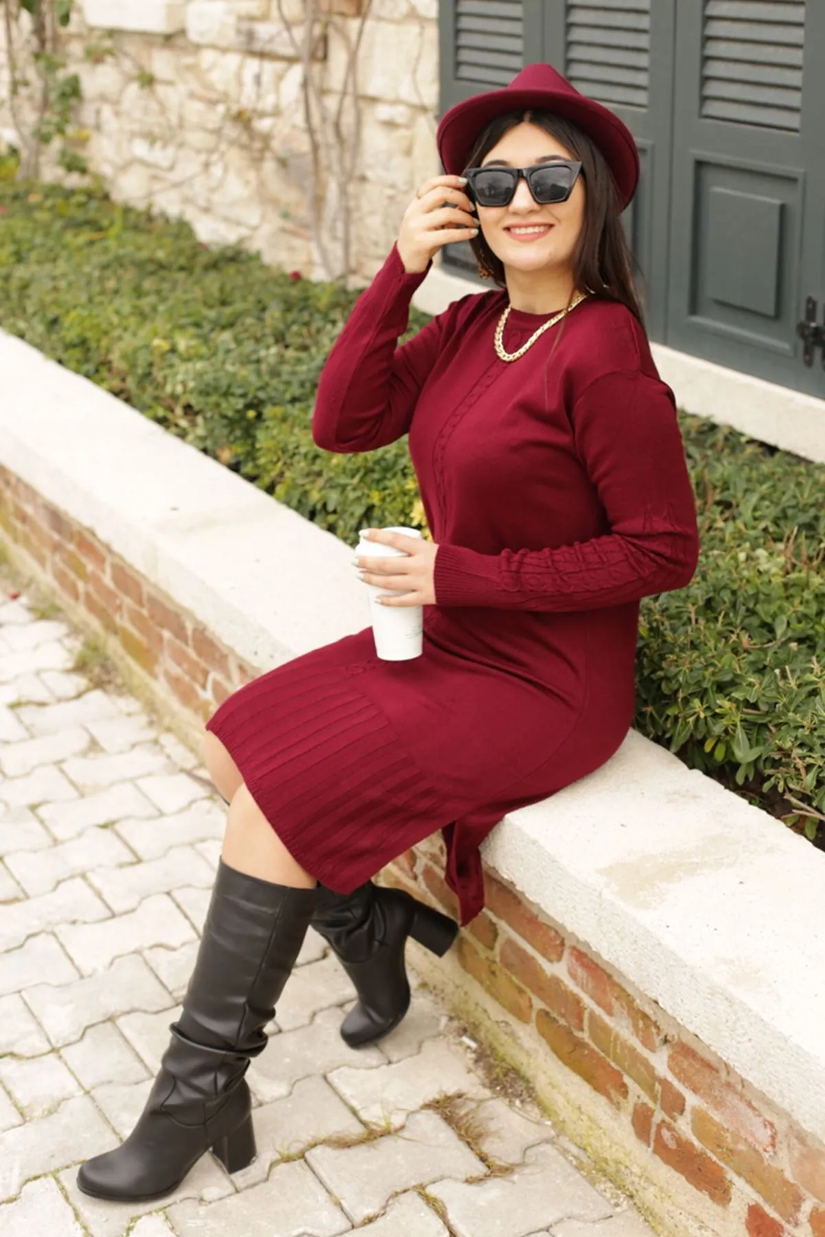 RENKTE TRİKO BORDO TUNİK&ELBİSE