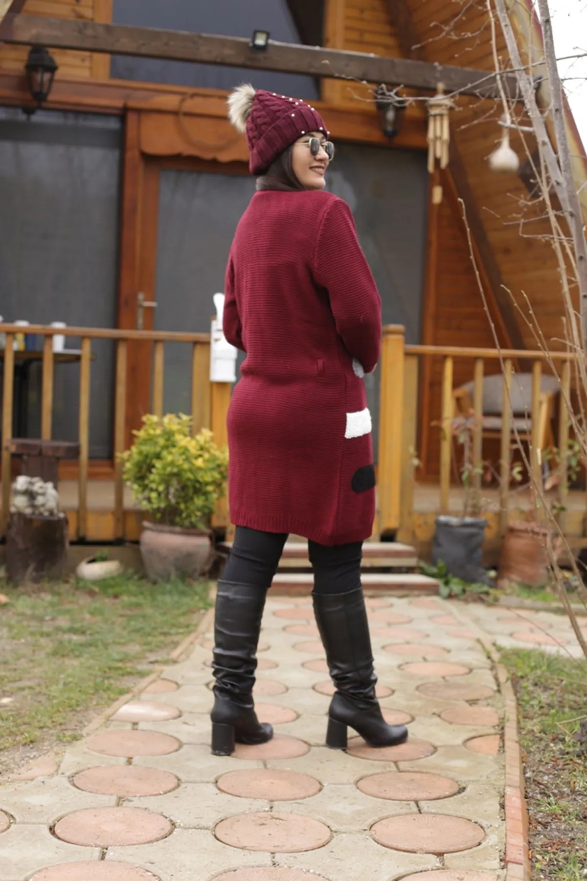 RENKTE PUANLI RENKLİ BORDO HIRKA&CEKET