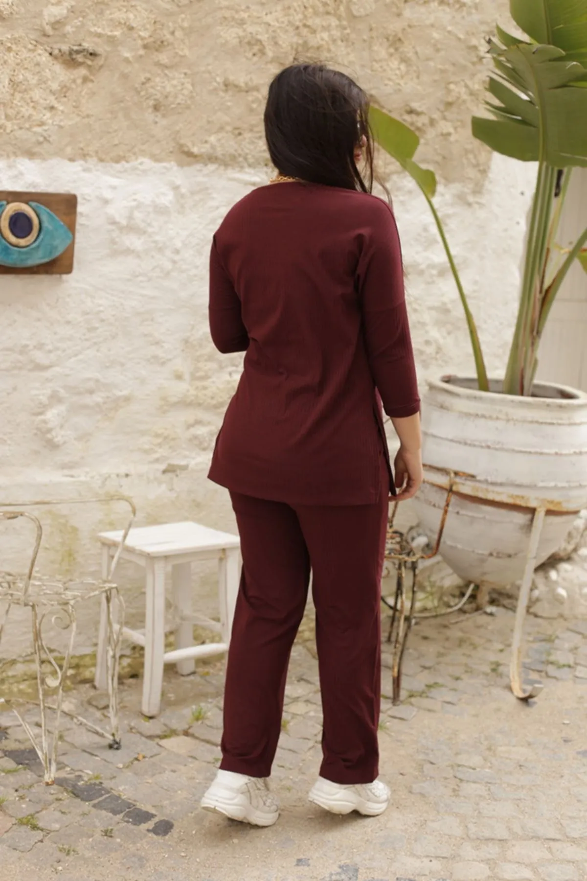 RENKTE KAŞKORSE YAN YIRTMAÇLI BORDO TAKIM