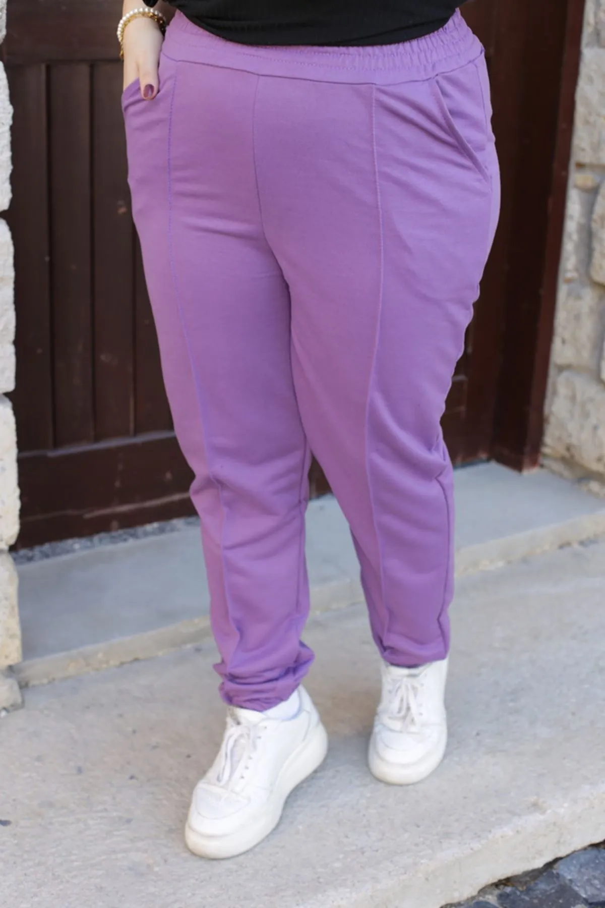 RENKTE ÇIMALI JOGGER LİLA EŞOFMAN ALTI