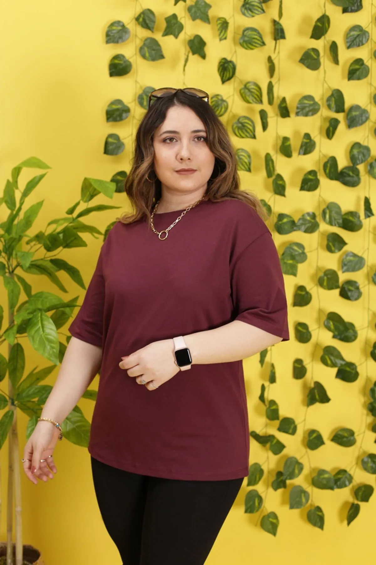 RENKTE DUBLE KOL BASİC BORDO TSHİRT