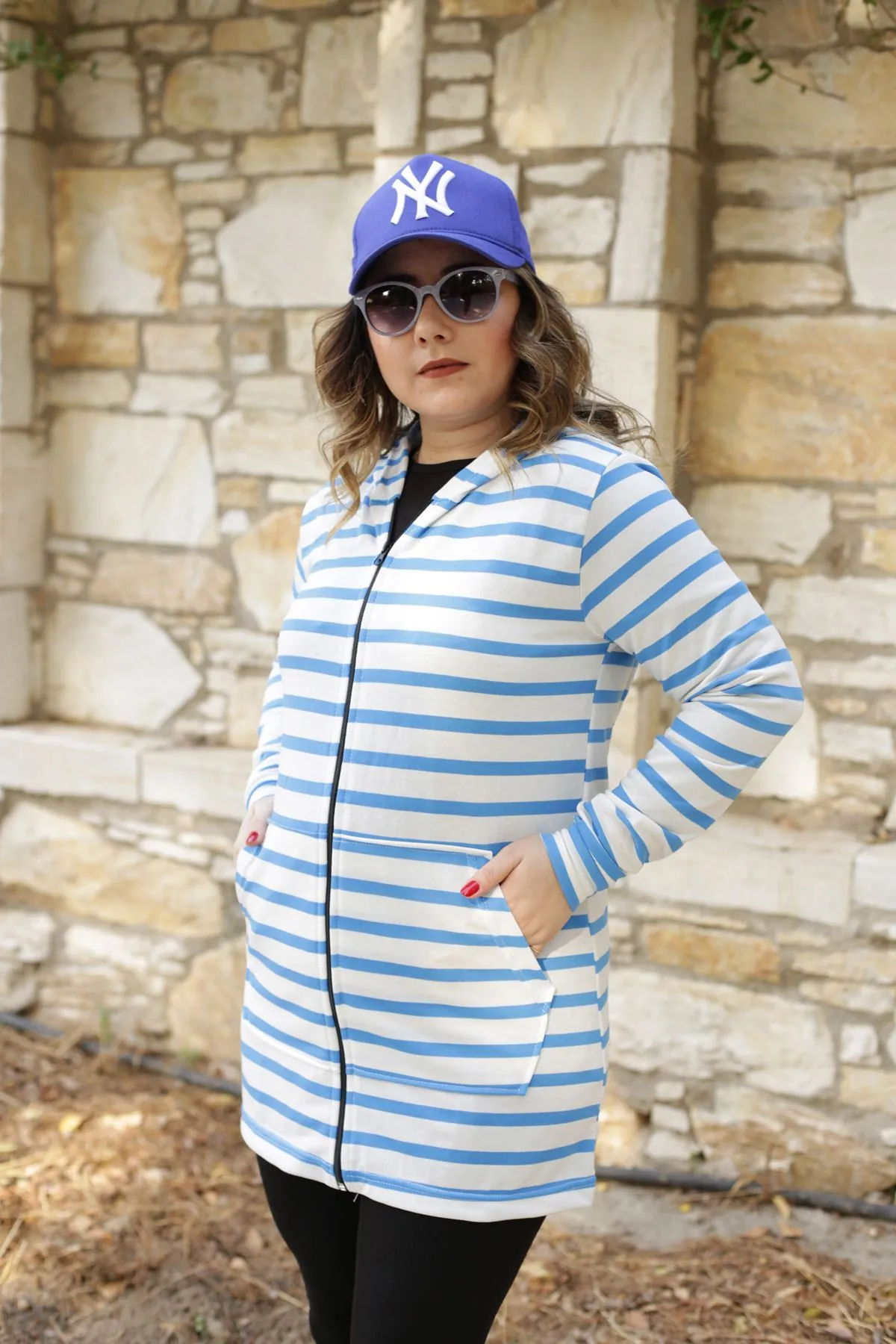 RENKTE GENİŞ KESİM FERMUARLI UZUN CEKET&SWEAT