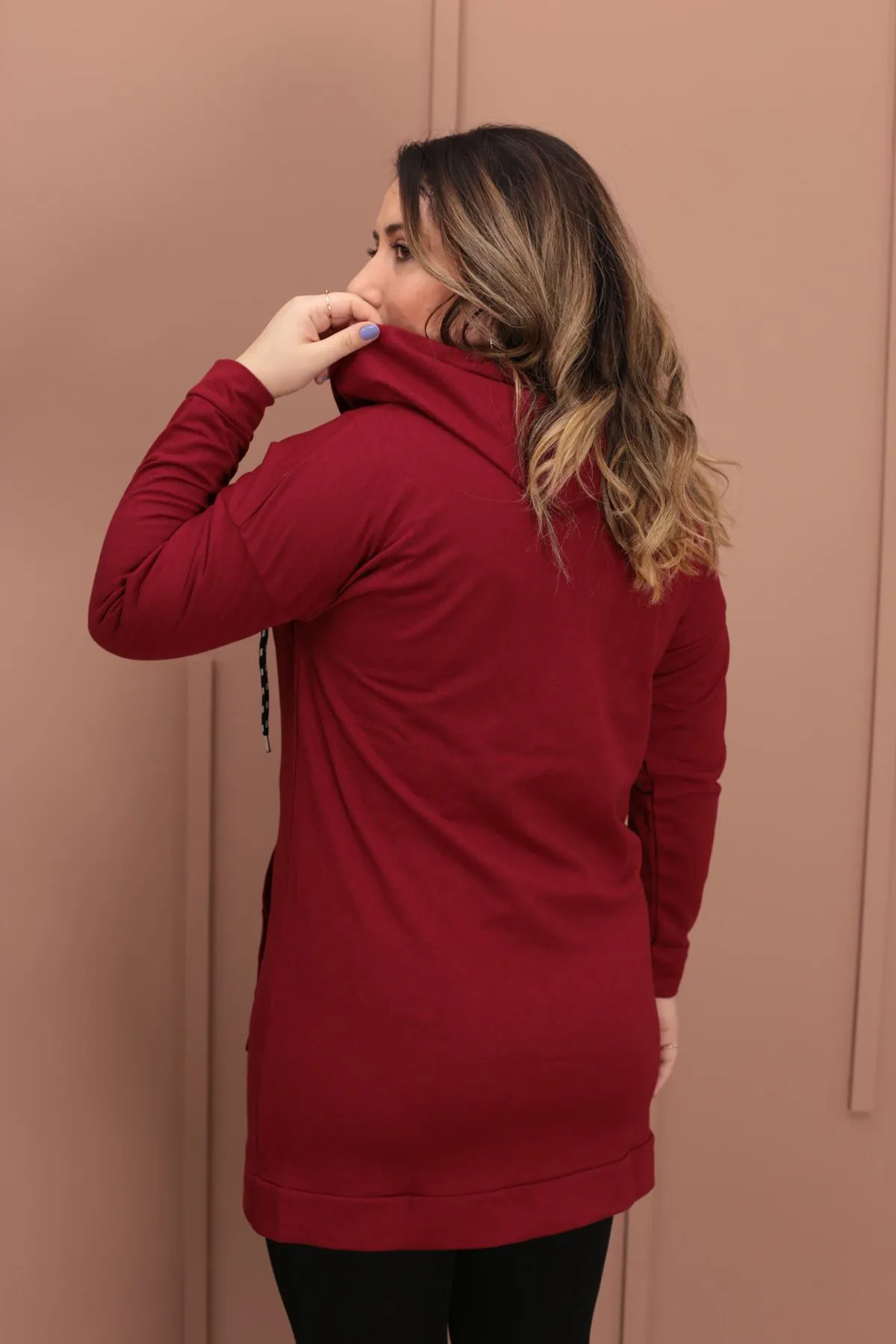 RENKTE KANGURU CEPLİ BORDO CEKET&SWEAT