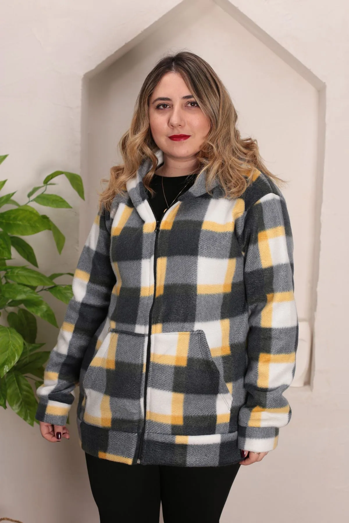 RENKTE BATTAL DESENLİ POLAR CEKET