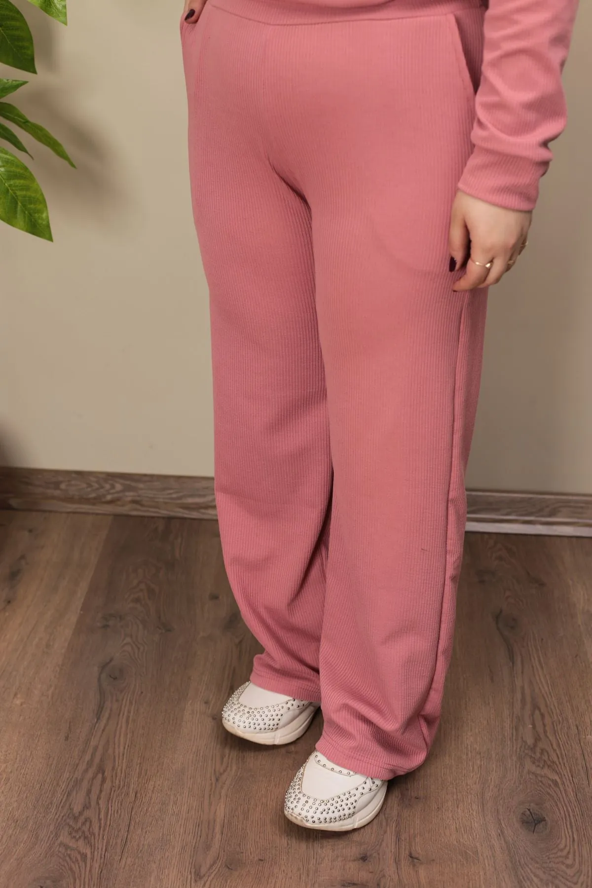 RENKTE ÖZEL ÜRETİM BATTAL PUDRA PEMBE İKİLİ TAKIM