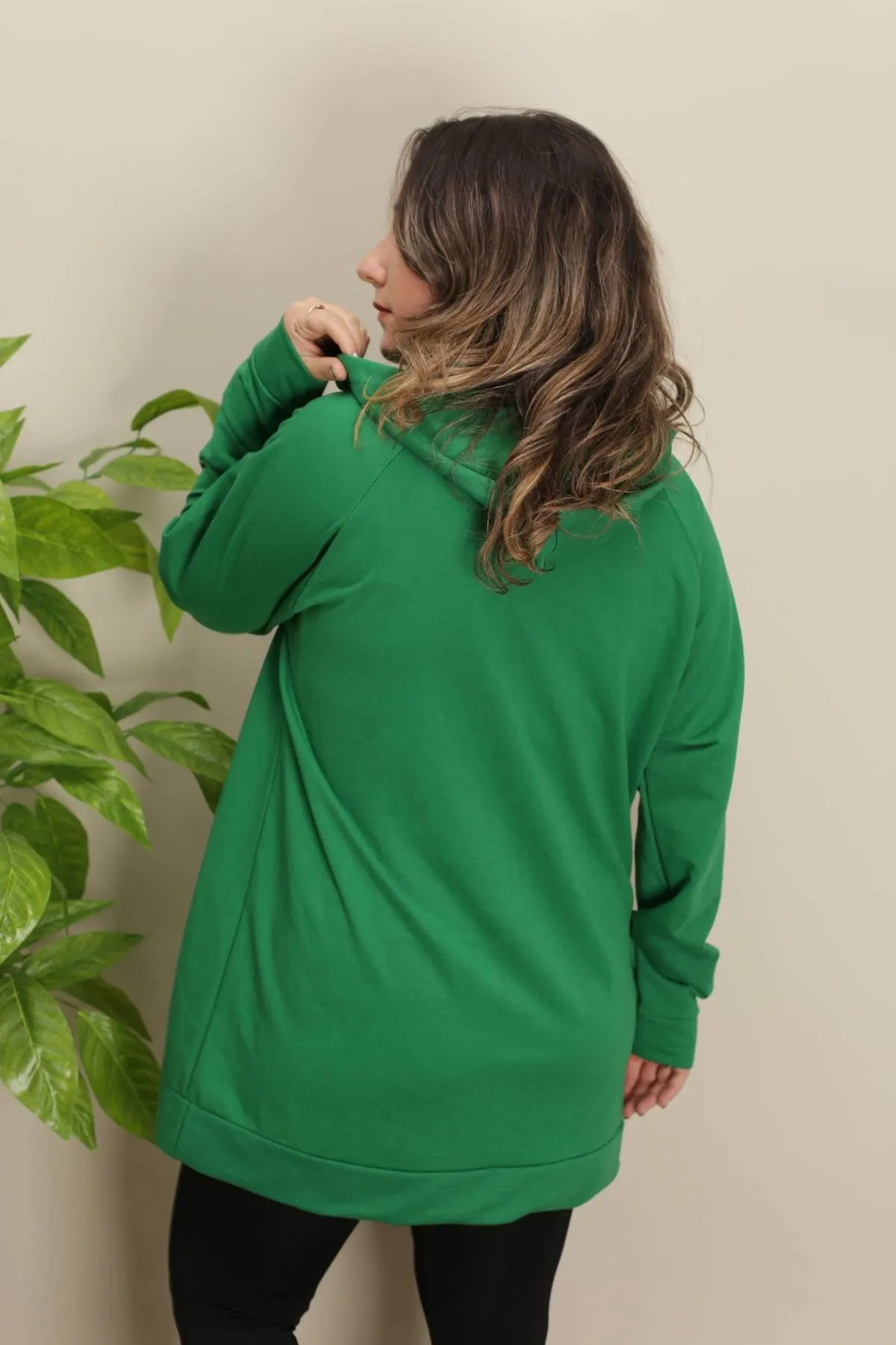 RENKTE DÜĞMELİ GENİŞ KESİM YEŞİL SWEAT & TUNİK