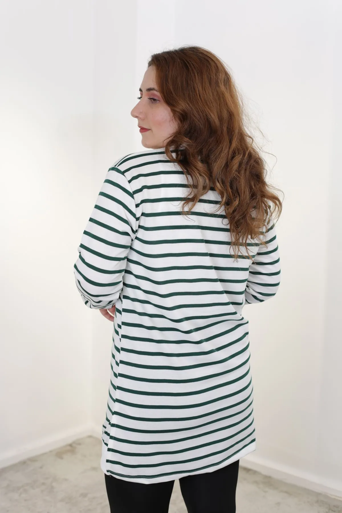 RENKTE BÜYÜK BEDEN ÇİZGİLİ YEŞİL SWEAT & TUNİK