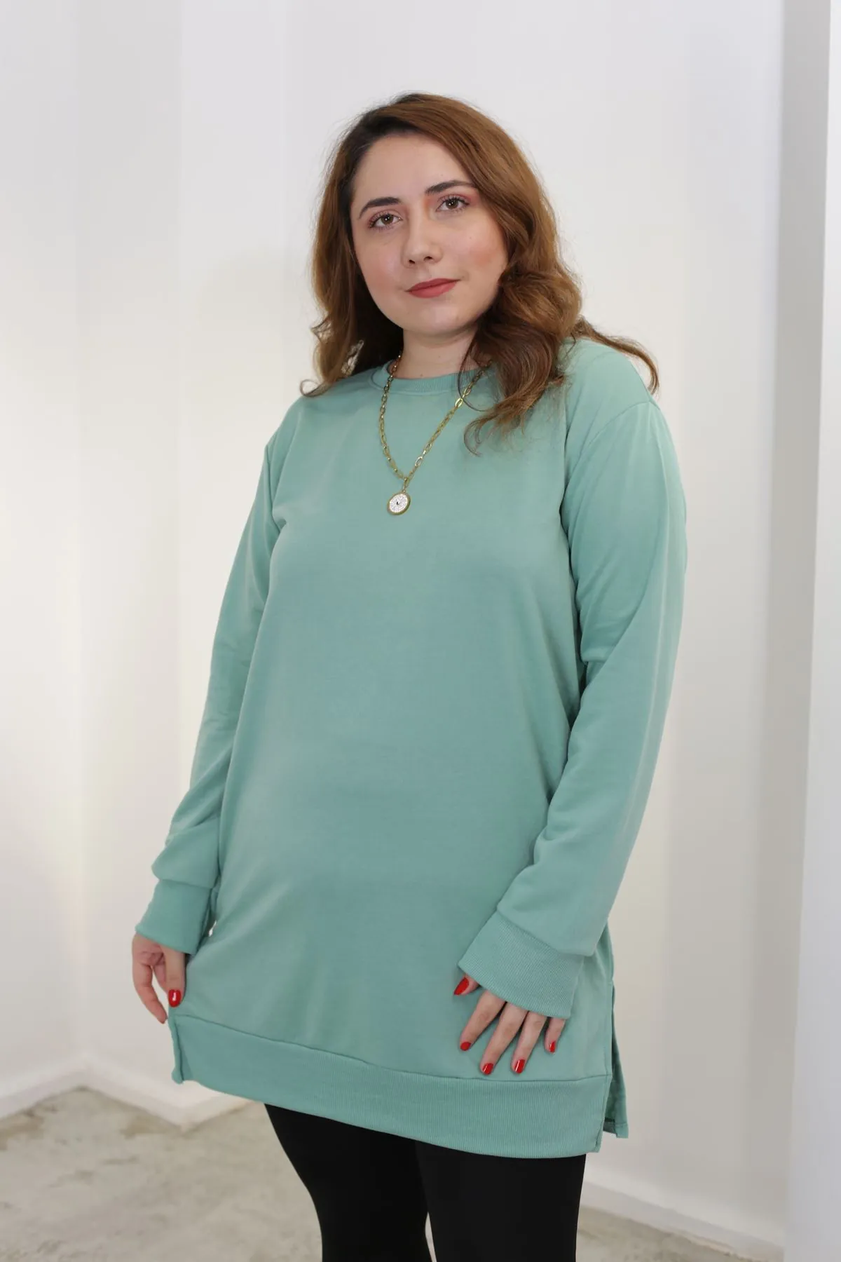 RENKTE BÜYÜK BEDEN MİNT SWEAT & TUNİK