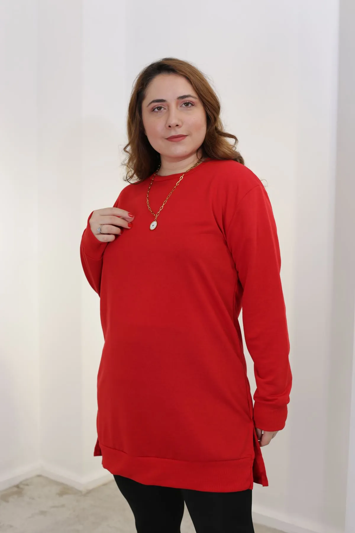 RENKTE BÜYÜK BEDEN KIRMIZI SWEAT & TUNİK