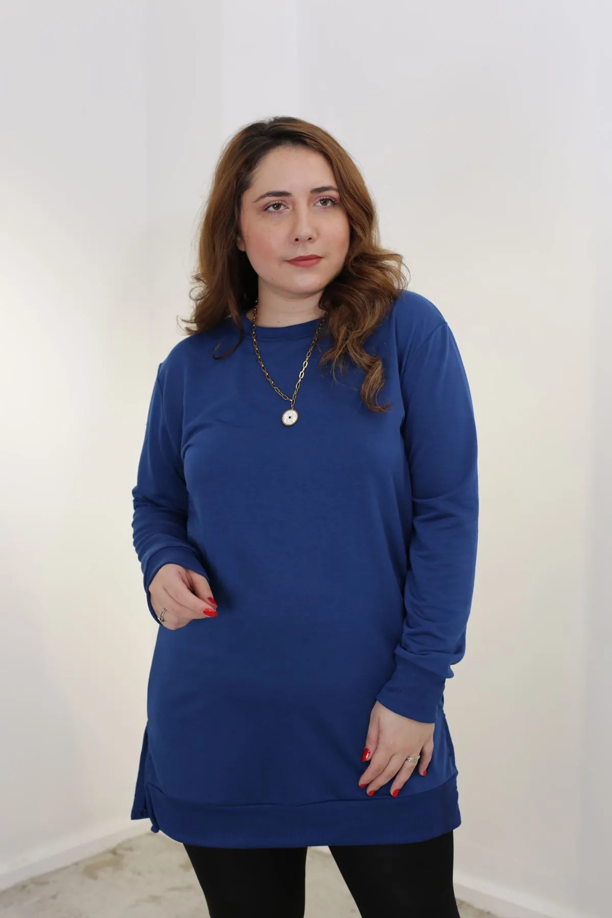 RENKTE BÜYÜK BEDEN LACİVERT SWEAT & TUNİK