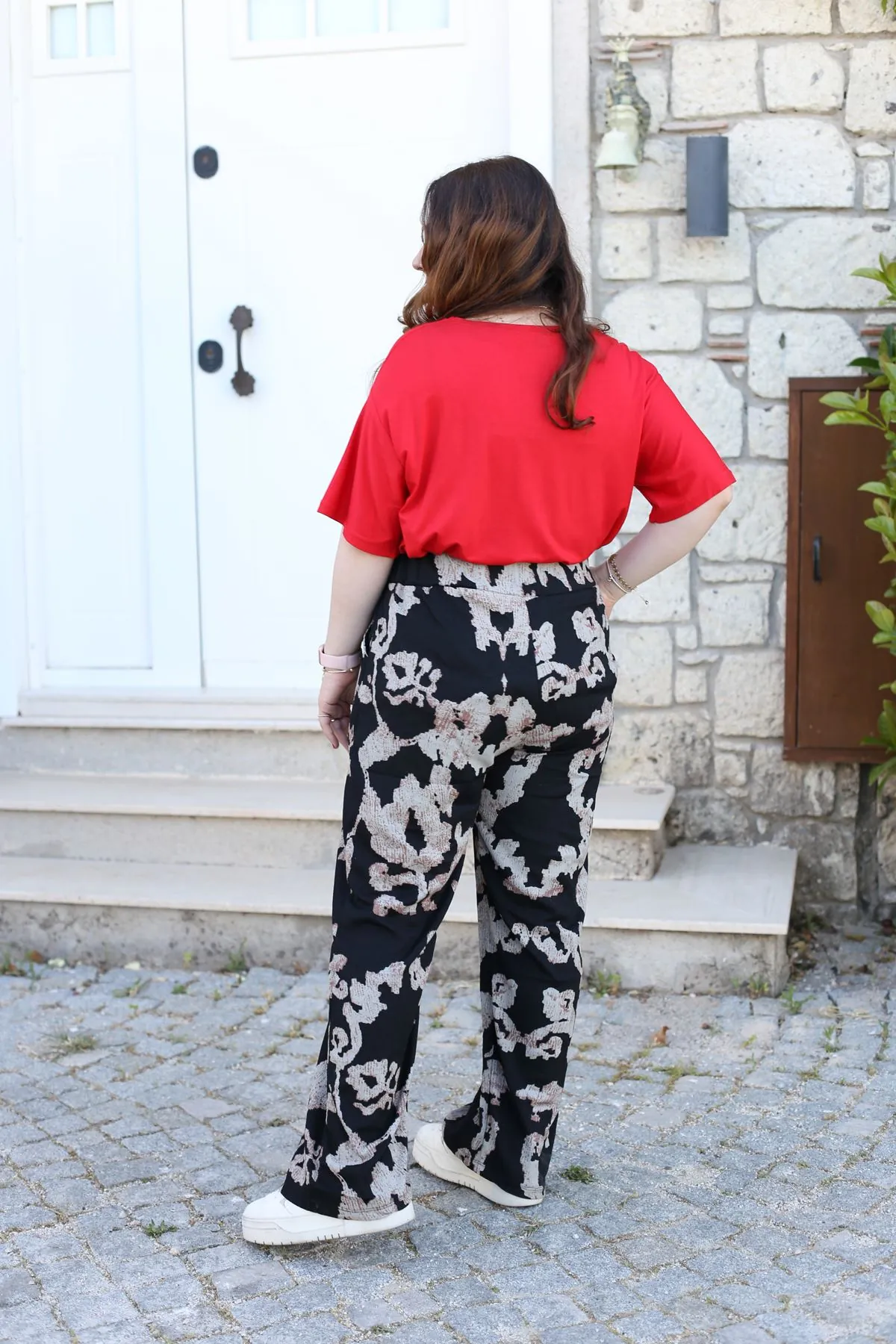 RENKTE DESENLİ BATTAL BEDEN PANTOLON