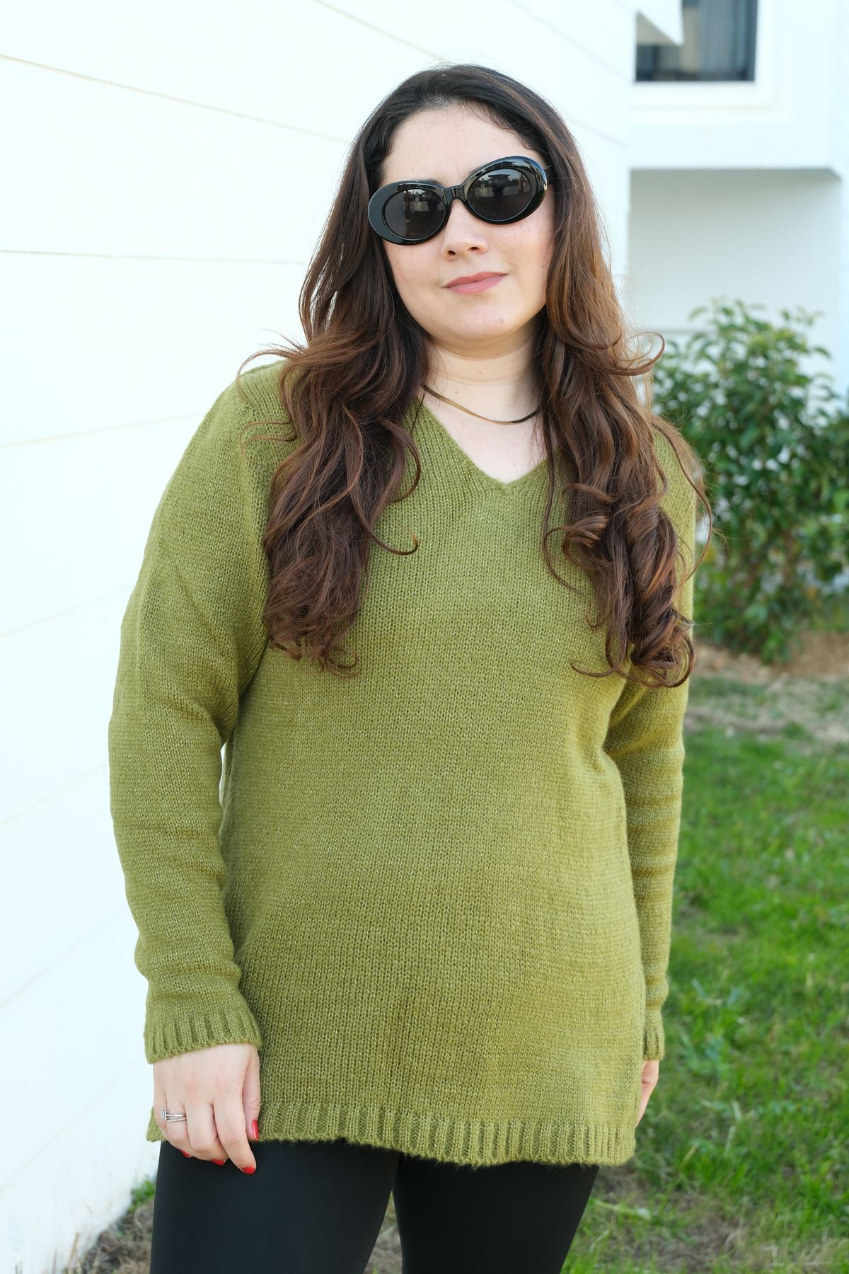 RENKTE V YAKA FISTIK YEŞİLİ TRİKO KAZAK