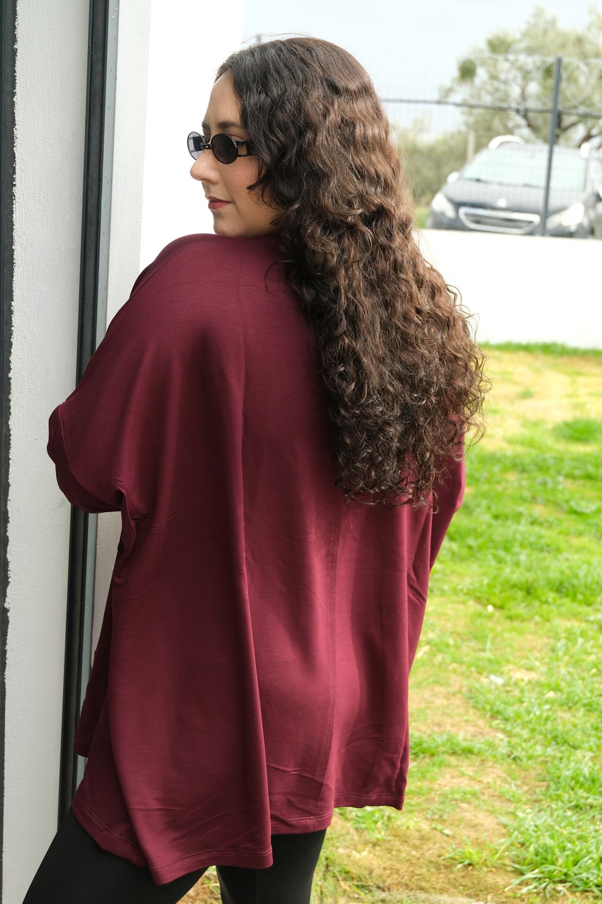 RENKTE CEPLİ KİLO GİZLEYEN BÜYÜK BEDEN BORDO BLUZ&TUNİK