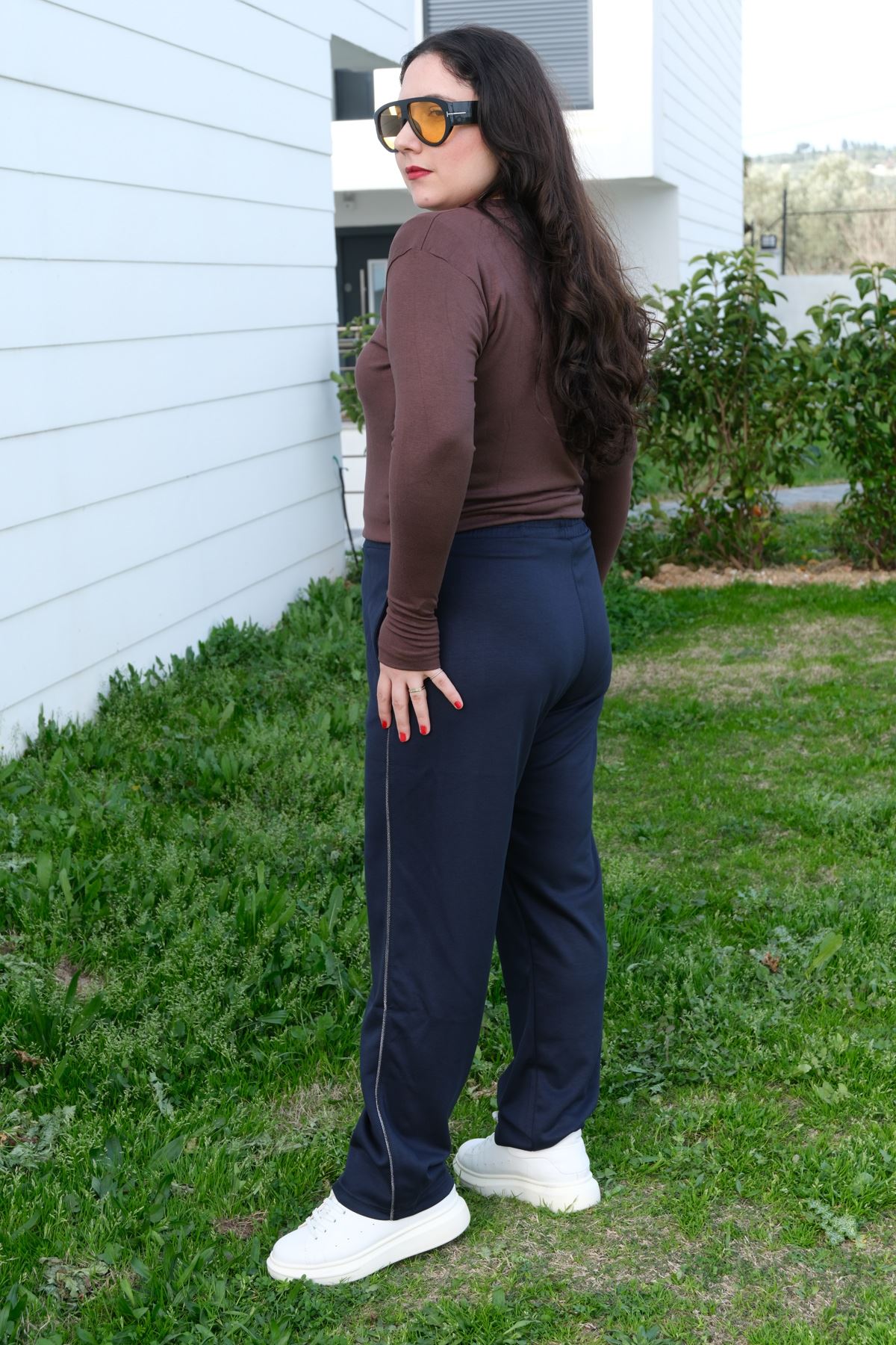 RENKTE BİYELİ BÜYÜK BEDEN LACİVERT EŞOFMAN ALTI