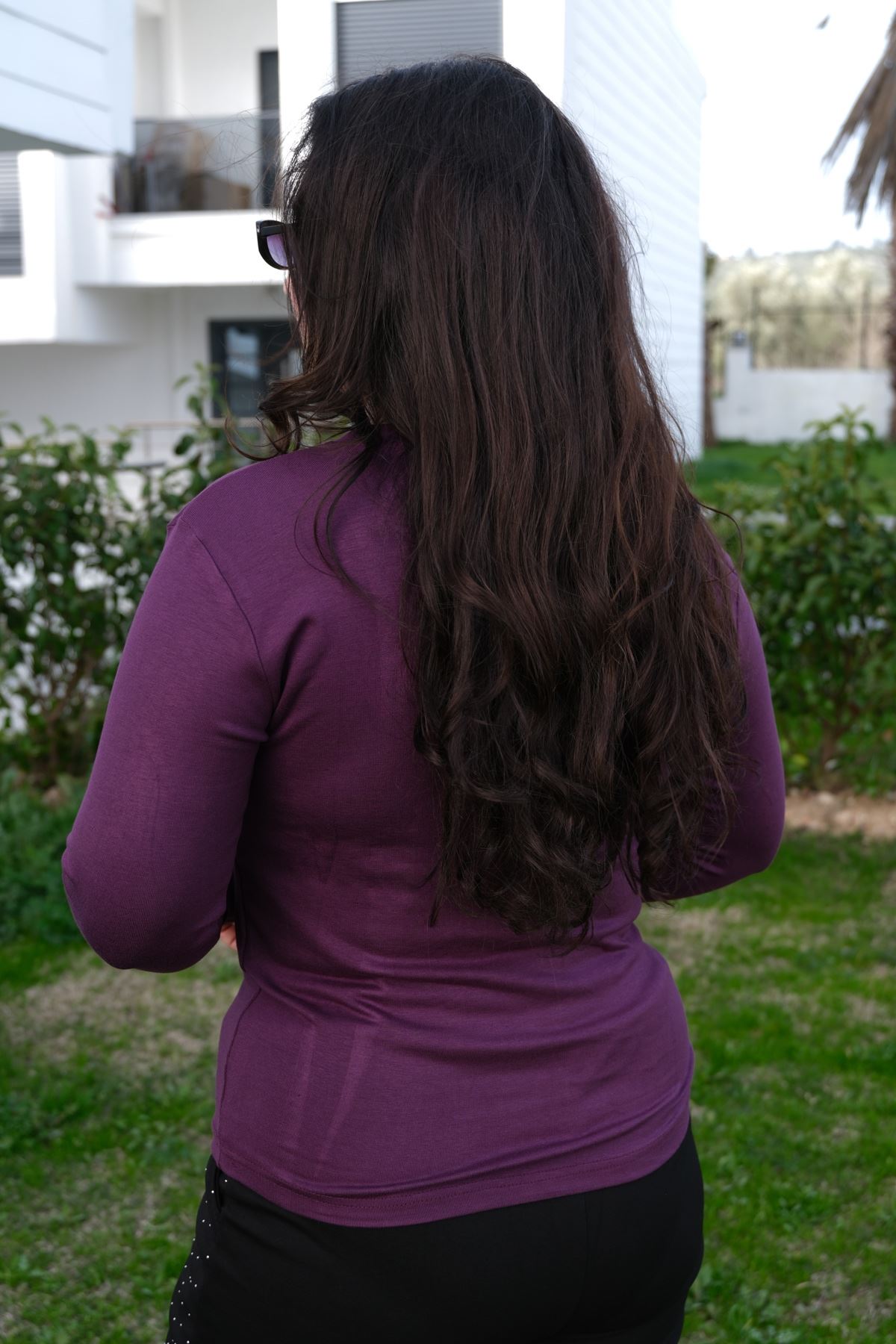 RENKTE BÜYÜK BEDEN V YAKA VİŞNE BODY & BLUZ