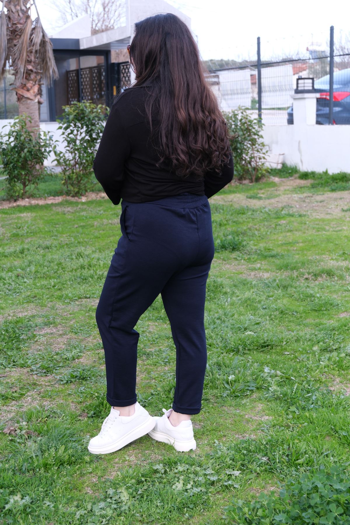 RENKTE DUBLE PAÇA CEPLİ LACİVERT ESNEK PANTOLON