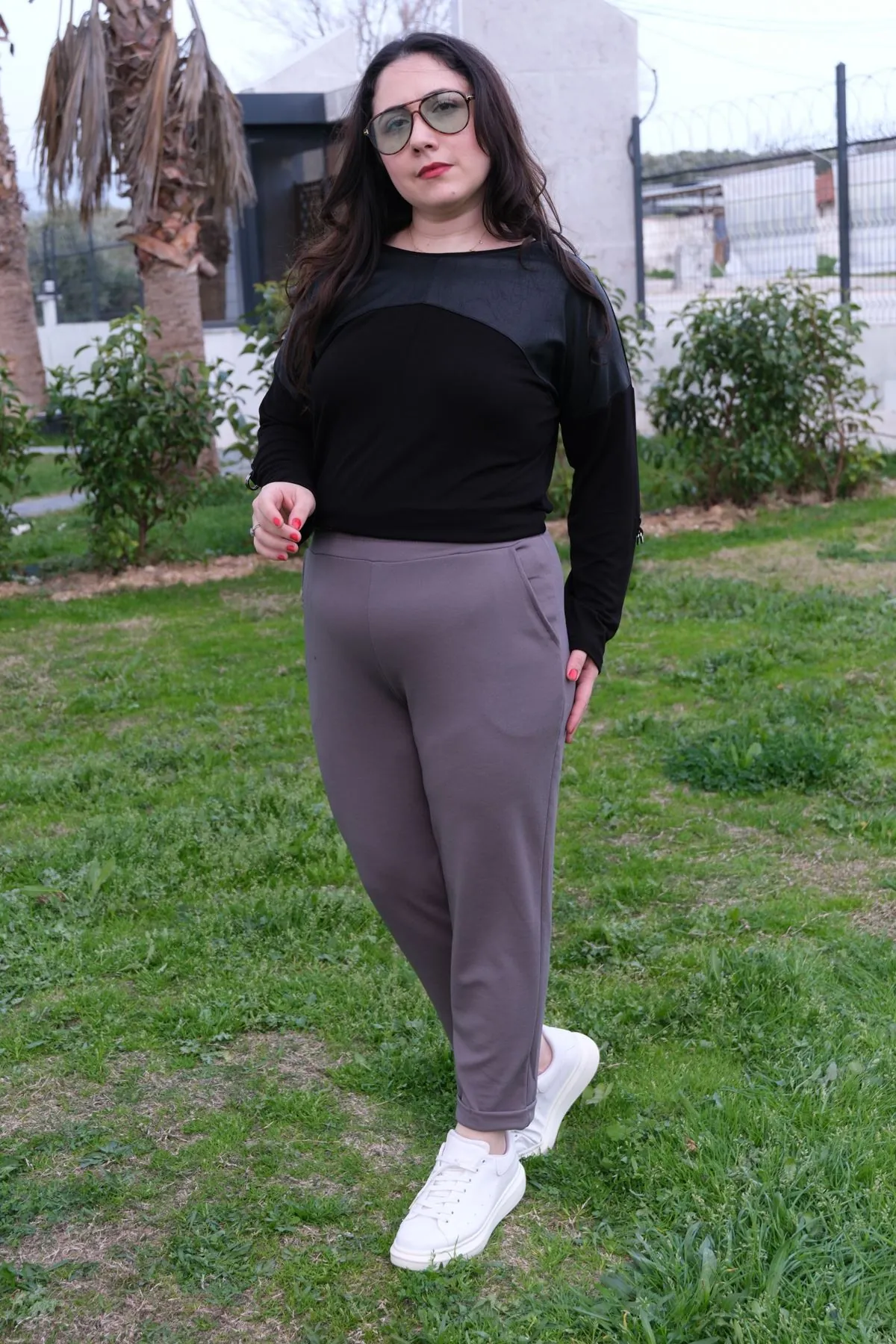 RENKTE DUBLE PAÇA CEPLİ FÜME ESNEK PANTOLON