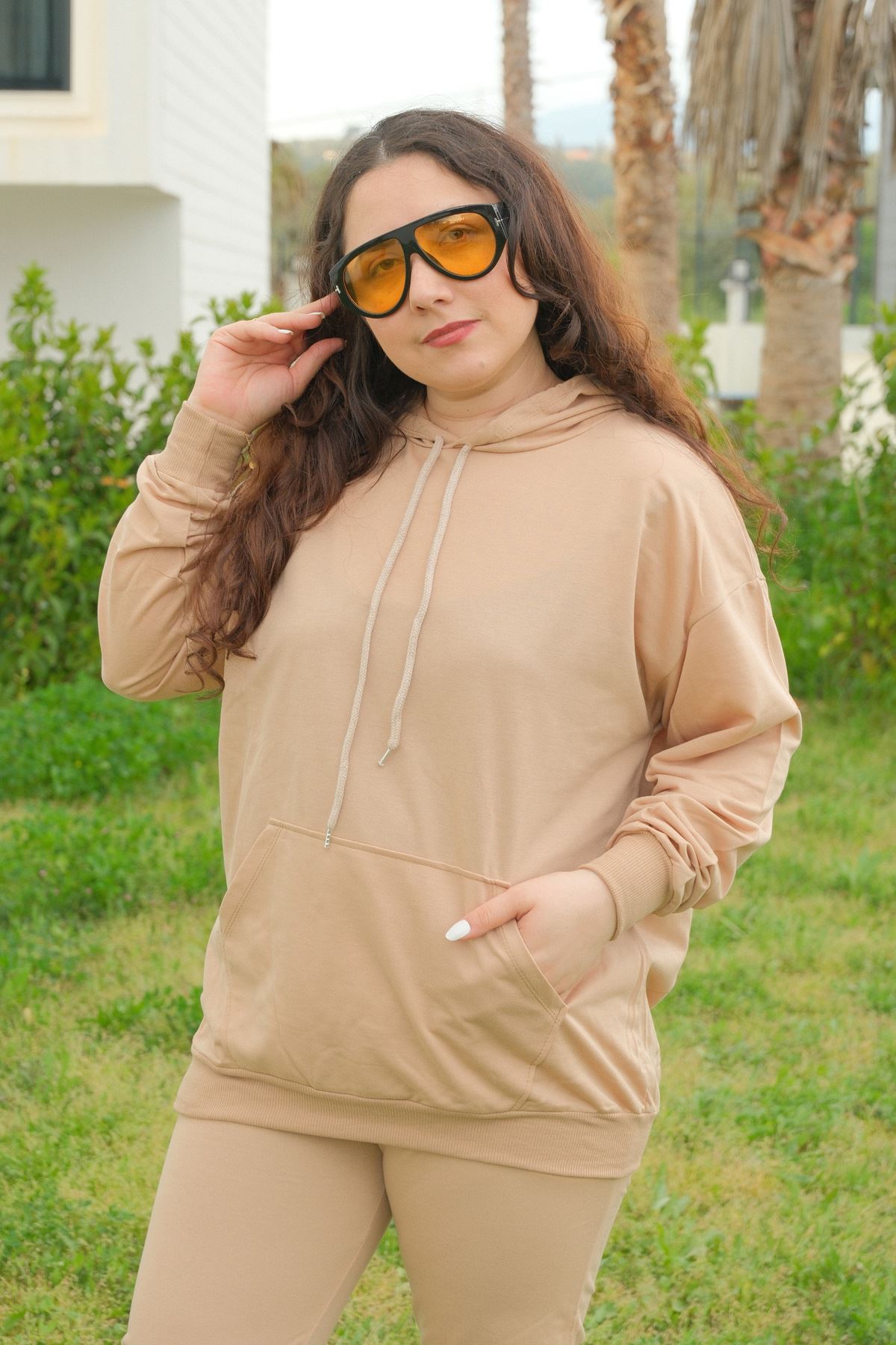 RENKTE KANGURU CEPLİ KAHVE ALT ÜST TAKIM