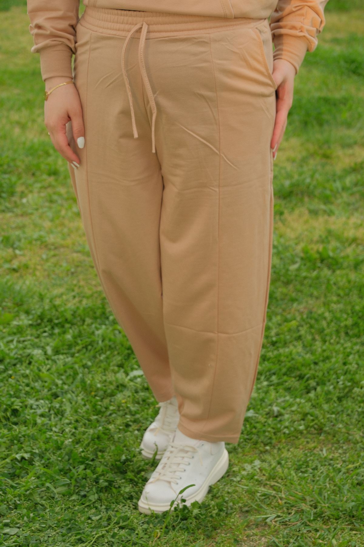 RENKTE BÜYÜK BEDEN KAHVE ŞALVAR PANTOLON