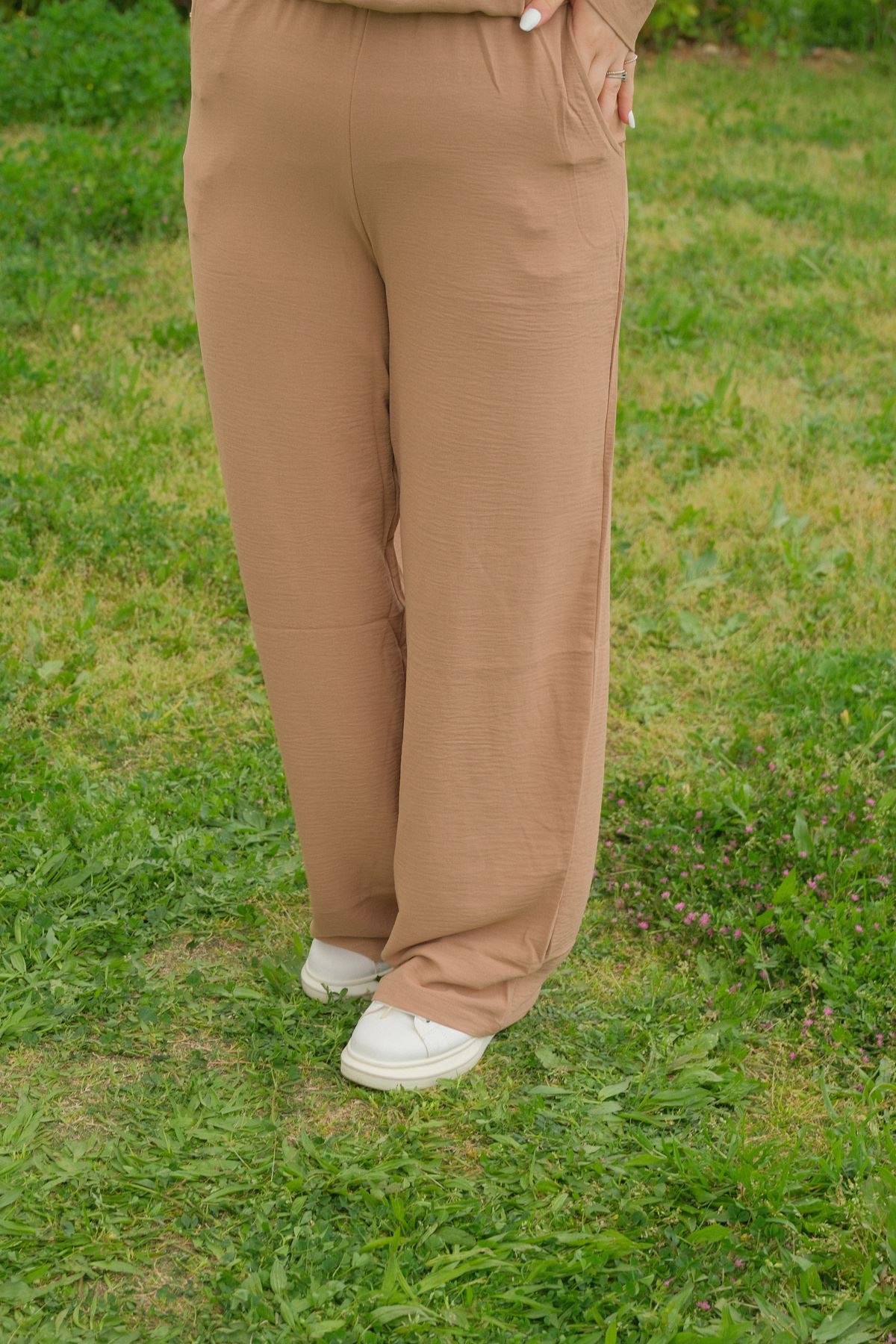 RENKTE BÜYÜK BEDEN KİLO GİZLEYEN SALAŞ KAHVE TAKIM