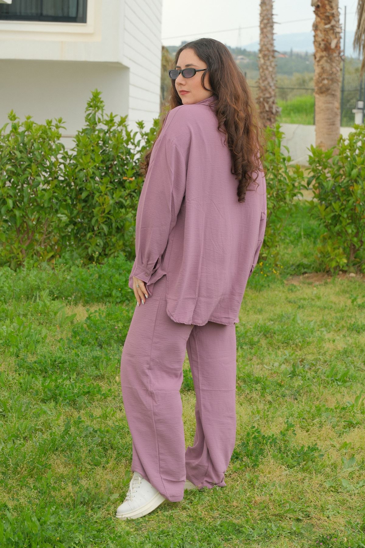 RENKTE BÜYÜK BEDEN KİLO GİZLEYEN SALAŞ GÜL KURUSU TAKIM