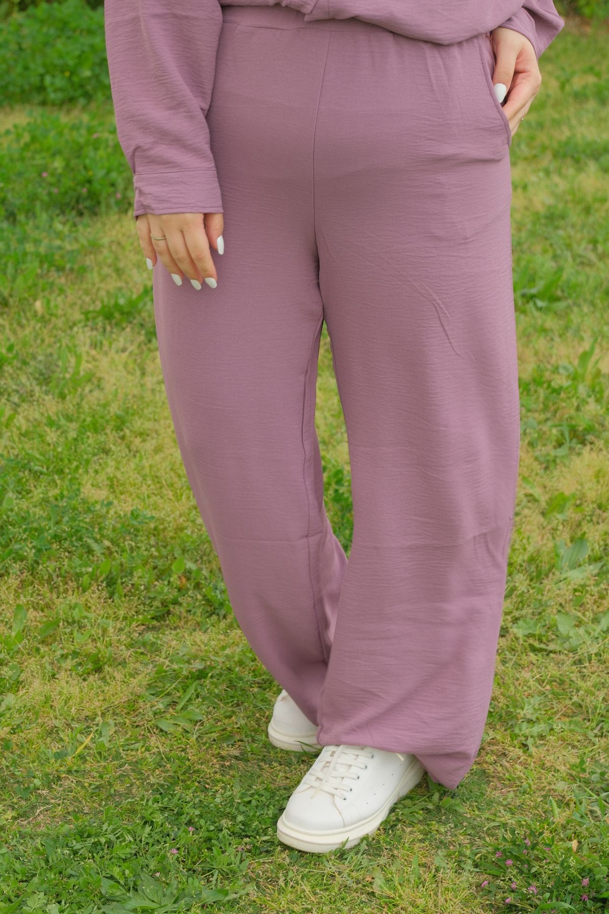 RENKTE BÜYÜK BEDEN KİLO GİZLEYEN SALAŞ GÜL KURUSU TAKIM