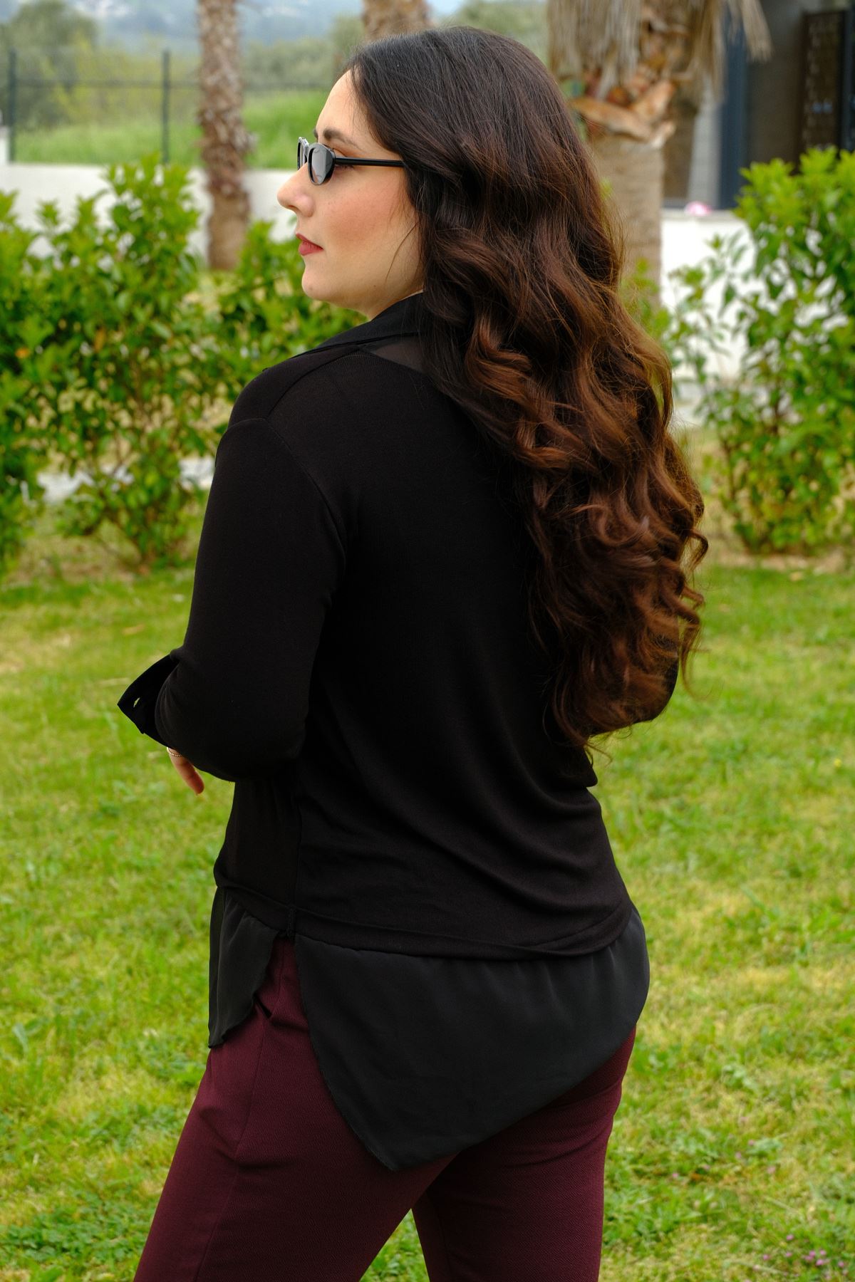 RENKTE BÜYÜK BEDEN İÇTEN ŞİFON GÖMLEK ÇIKMALI BLUZ