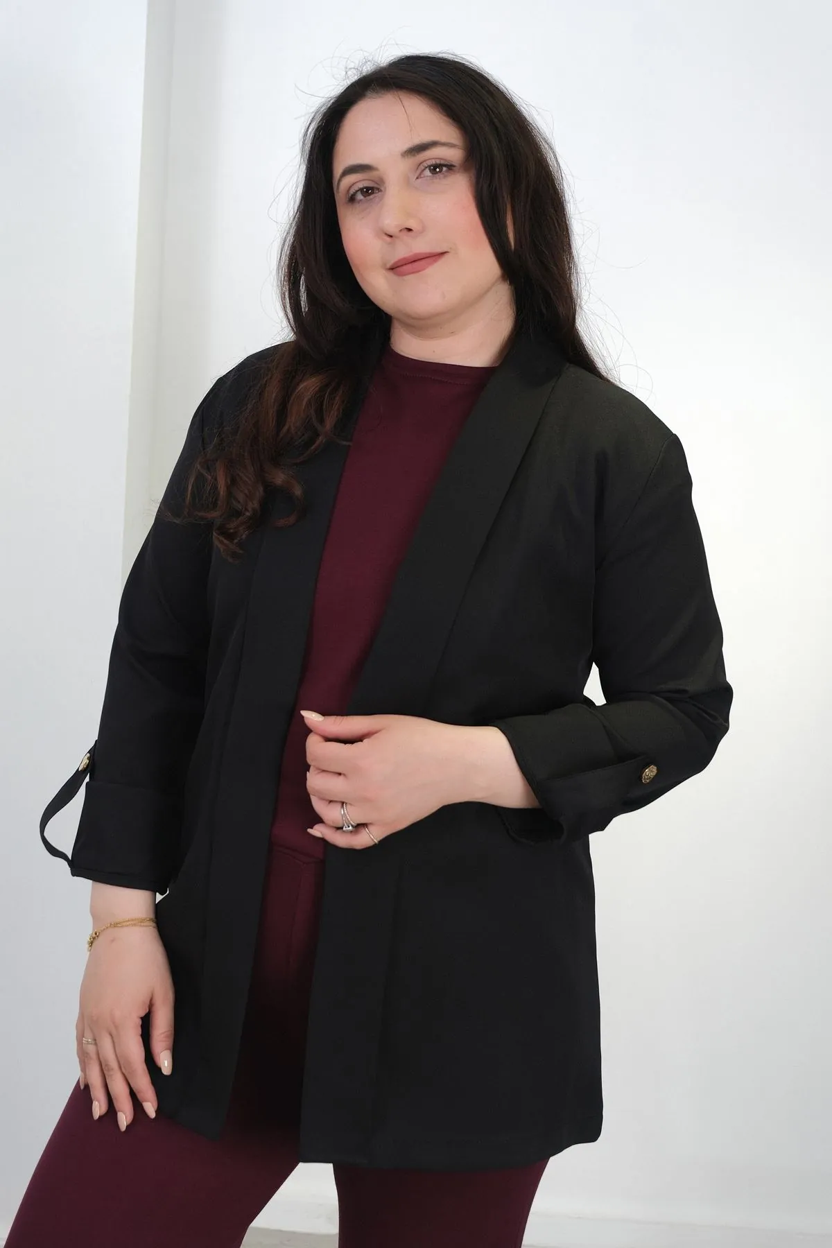 RENKTE BÜYÜK BEDEN SİYAH BLAZER CEKET