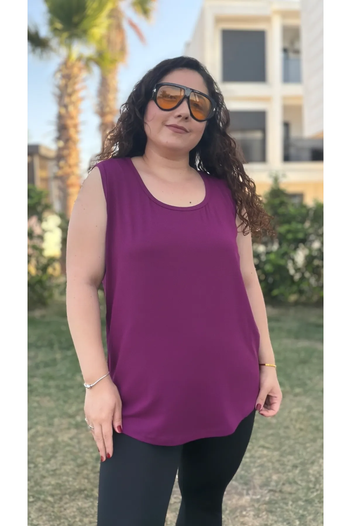 RENKTE ÖZEL ÜRETİM BÜYÜK BEDEN MOR KALIN ASKILI ATLET