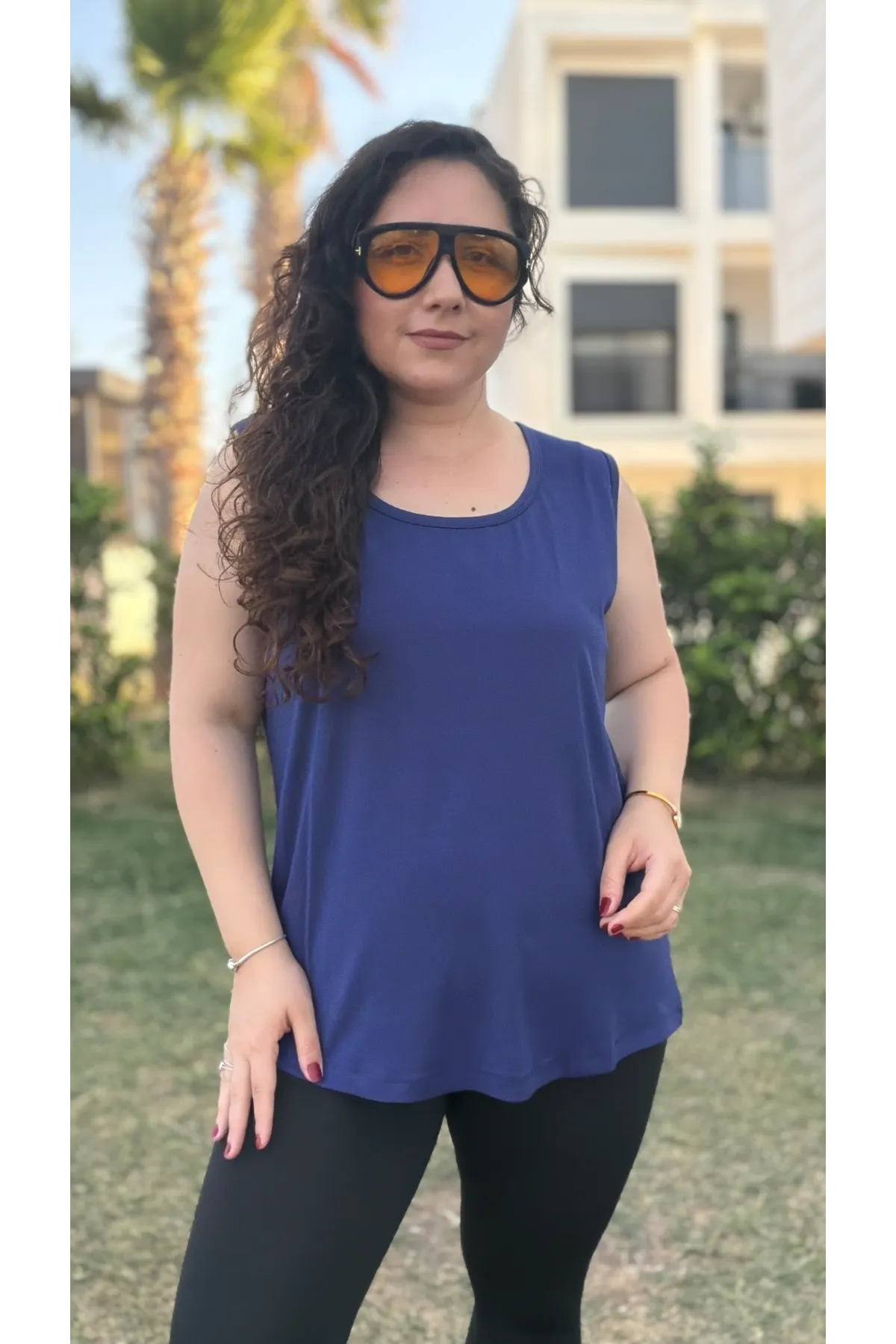 RENKTE ÖZEL ÜRETİM BÜYÜK BEDEN LACİVERT KALIN ASKILI ATLET