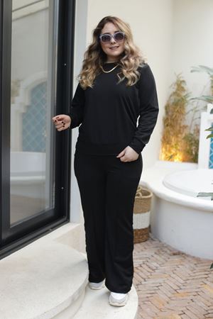 RENKTE ÖZEL ÜRETİM SİYAH ÇIMALI İSPANYOL PAÇA PANTOLON SWEAT TAKIM