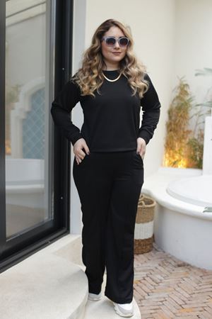 RENKTE ÖZEL ÜRETİM SİYAH ÇIMALI İSPANYOL PAÇA PANTOLON SWEAT TAKIM