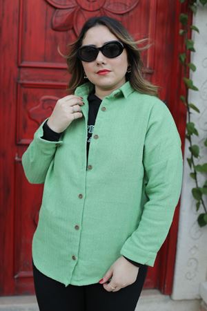 RENKTE GENİŞ KESİM YEŞİL GÖMLEK&CEKET