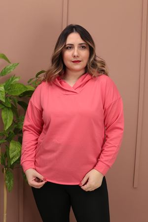 RENKTE OVERSİZE YAKASI PATLI MERCAN SWEAT