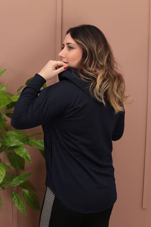 RENKTE OVERSİZE YAKASI PATLI KOYU LACİVERT SWEAT