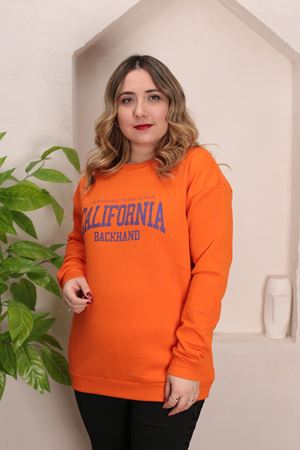 RENKTE YAZILI GENİŞ KESİM ŞARDONLU TURUNCU SWEAT