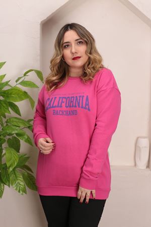 RENKTE YAZILI GENİŞ KESİM ŞARDONLU PEMBE SWEAT