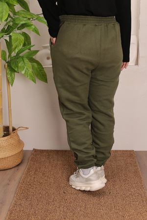RENKTE ÜÇ İPLİK ŞARDONLU BATTAL HAKİ YEŞİL JOGGER EŞOFMAN ALTI