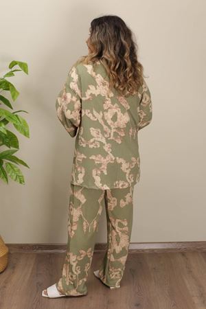 RENKTE GENİŞ KESİM DESENLİ KİMONO TAKIM