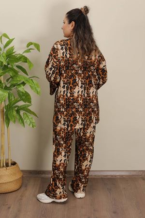 RENKTE GENİŞ KESİM DESENLİ KİMONO TAKIM