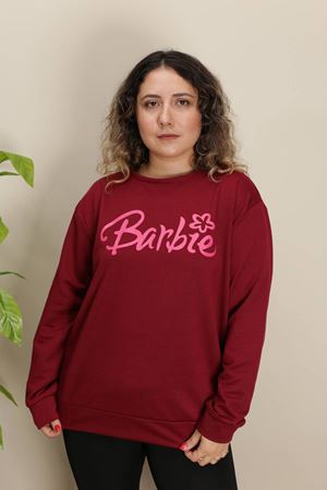 RENKTE BASKILI GENİŞ KESİM BORDO SWEAT