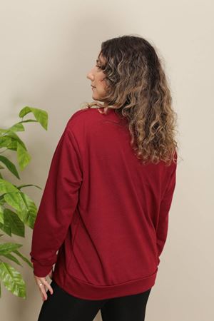 RENKTE BASKILI GENİŞ KESİM BORDO SWEAT