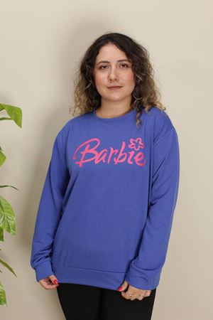 RENKTE BASKILI GENİŞ KESİM MAVİ SWEAT