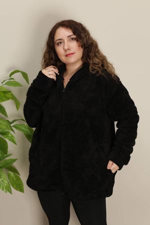 RENKTE BATTAL SİYAH PELUŞ CEKET&MONT
